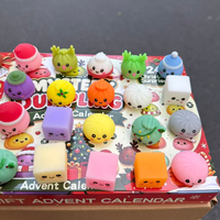 Calendrier de l'Avent de Noël - 24 figurines mignonnes en forme de boulettes et pains vapeur, jouets compressibles, surprise de vacances, en thermoplastique, promotionnel