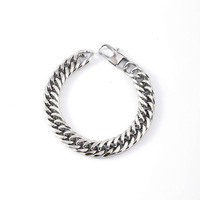 Populaire Simple Punk Haut de Gamme Bracelet Cubain en Acier Titane pour Hommes Tendance Acier Inoxydable Forme Papillon Inspiration Bouddhiste