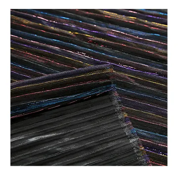 Mehrfarbiger Streifen Organza Plissee Metallic Mesh Tüll Spitze Stoff Netz Stoff für Kleid