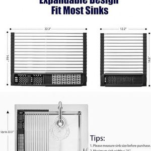 Stainless Steel Expandable Roll-up Dish Drying Rack Over Sink <b>Kitchen</b> Rolling Dish Drainer <b>Storage</b> Holder and Rack - Product Image 2