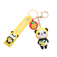 Llavero de mosquetón de panda adorable al por mayor, diseño de goma PVC 3D suave, ecológico, regalo de la suerte para RTS China