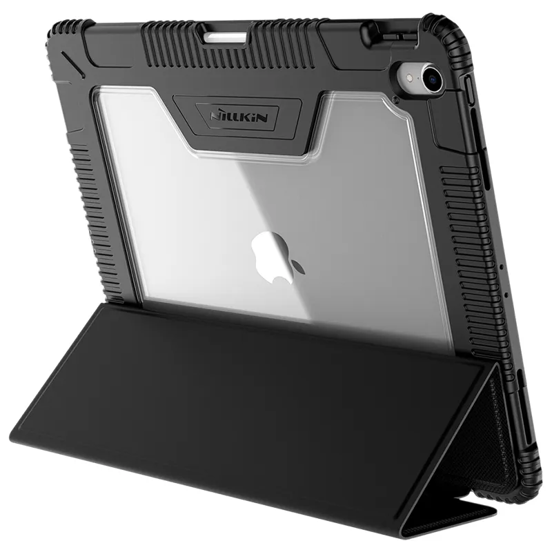 Nillkin magnetic design black stable kickstand leather case for ipad 12.9