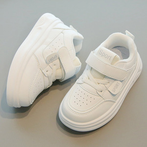 Chaussures blanches pour enfants printemps automne 2025 chaussures de sport pour filles baskets légères antidérapantes pour garçons semelle souple bébé chaussures décontractées - Product Image 2