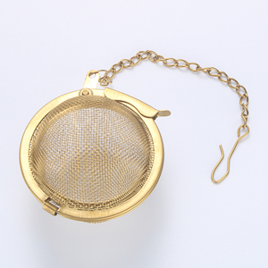 Envío Rápido: Colador de Té de Latón, Accesorios de Acero Inoxidable, Filtro de Malla, Bola de Té, Infusor de Té Dorado - Product Image 1