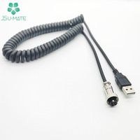Câble d'alimentation aviation personnalisé USB A mâle vers M12 GX12 3 broches 4 broches femelle, câble spiralé PUR, câble en PU à ressort, câble en PU
