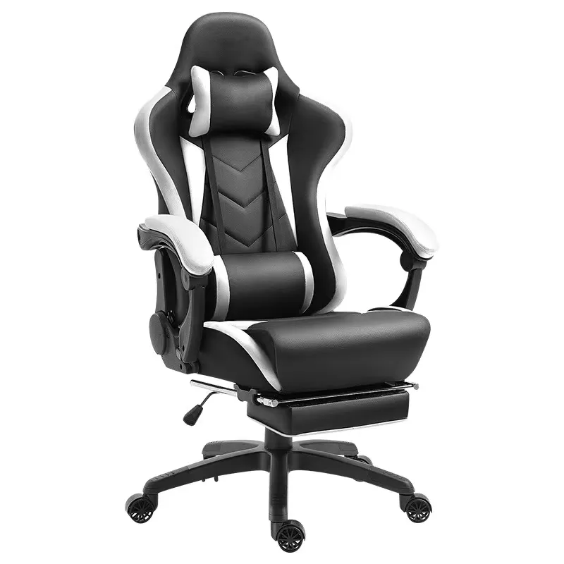 Geri çekilebilir tabure ile sıcak satış oyun sandalyesi lüks ofis koltuğu PU deri yüksek geri ayarlanabilir yükseklik
