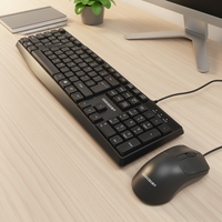 COOCAA CAS-300 Clavier et souris filaires USB pour jeux, 104 touches, taille standard, plug-and-play, ergonomique, étanche, pour PC/ordinateurs portables