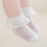Grand stock en gros, 2 paires/lot, chaussettes d'été fines en maille respirante à volants pour bébés filles, style princesse, chaussettes pour nourrissons