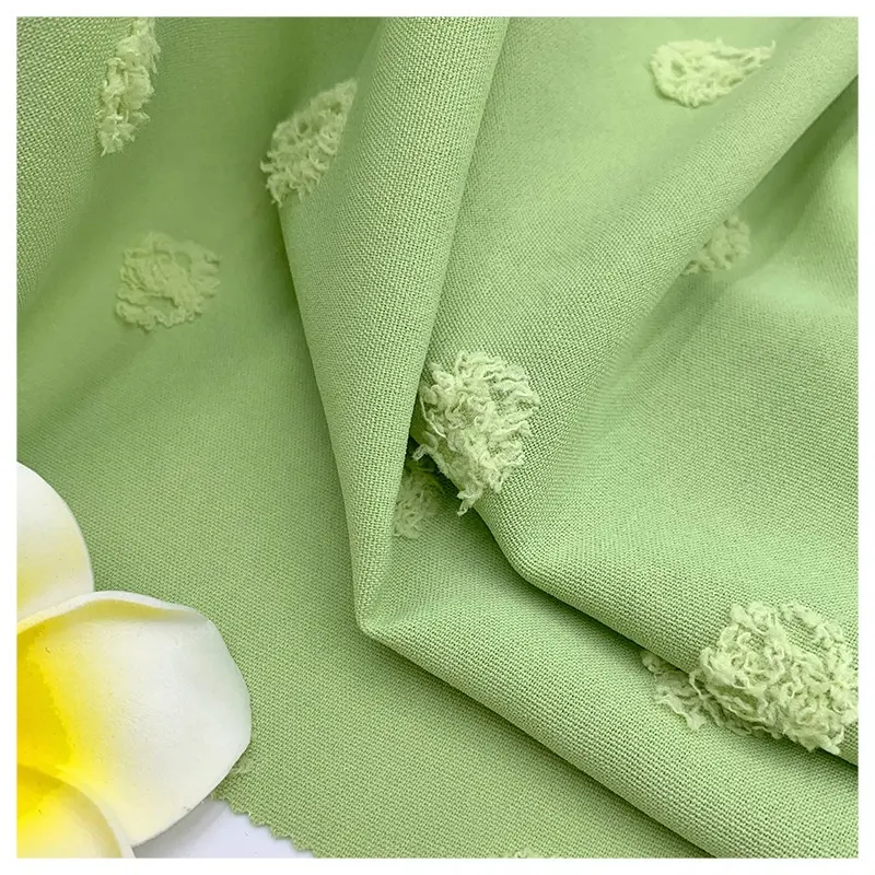 Tissu et textile en mousseline de soie 100% polyester jacquard dobby à pois pour robe écharpe