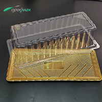 Vente en gros Boîte en plastique PET rectangulaire de luxe dorée Plateau d'emballage alimentaire portable pour fêtes de mariage pour pâtisserie et dessert