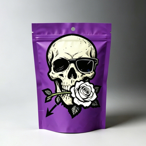 Custom Skull Print Mylar Bags 1g/3.5g/7g/14g/28g Resealable Stand Up <b>Pouches</b> for Herbs Mylar bag - Product Image 4