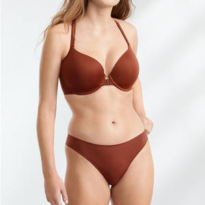 Cintura bassa in <span class=keywords><strong>microfibra</strong></span> liscia elasticizzata con copertura posteriore sfacciata perizoma senza cuciture Set <span class=keywords><strong>reggiseno</strong></span> e mutandine da donna di tutti i giorni - Product Image 5