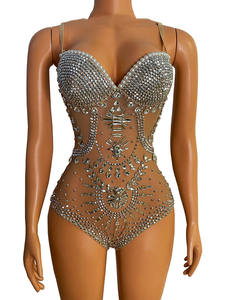 NOVANCE Y2364 Vêtements d'été pour adolescentes Body avec bordure en strass et diamants Strap Nightclub Stage Singer Vestidos De Clube - Product Image 3