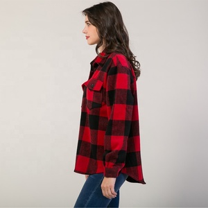Opération directe en usine poches boutons à manches longues col rabattu grande quantité veste <span class=keywords><strong>femme</strong></span> rouge et noire pour l'automne - Product Image 2