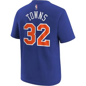 T-shirt en jersey bleu pour enfants et jeunes des New York Knicks, 32 Towns, vêtements de basket-ball à col rond qui évacuent l'humidité - Product Image 3