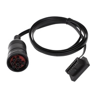 Kabel Baterai Mobil Tipe 2 J1939 9P Plug ke Obd2 Female Sudut Kanan, Kabel Diagnostik Tugas Berat, Harness Kabel untuk Truk dan Excavator, Adaptor
