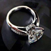 Bague de fiançailles classique CAOSHI pour femmes, zircone cubique brillante, plaqué argent, bijoux de fiançailles en cristal