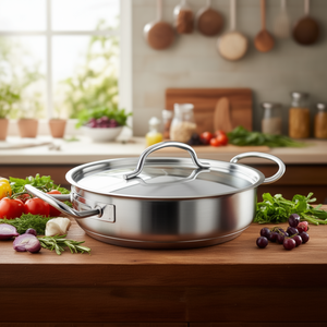 Padella Chef Classic con coperchio in acciaio inossidabile da 12 pollici per cucinare e cuocere al forno - Product Image 3