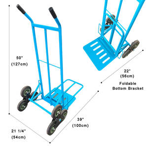 Chariot de manutention pliable à 6 roues en acier pour le transport d'escaliers, chariot à main, chariot à roulettes, outils OEM pour le déménagement, la logistique, l'entrepôt - Product Image 2