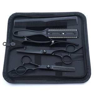 Ciseaux de coiffure 6'' en acier inoxydable violet, ensemble de ciseaux de barbier, ciseaux à effiler, ensemble de coupe de cheveux, peigne - Product Image 3