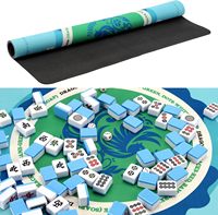 Tapis de table polyvalent de 31,5 pouces avec sac de rangement pour Mahjong, dominos, cartes et jeux de société (bleu)