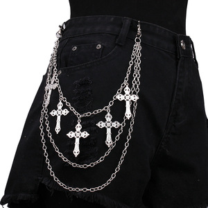<b>Cross</b> Waist <b>Chain</b> Multiple Layers Punk Style Tibetan Silver Unisex Fashion Body <b>Chain</b> Daily Wear - Product Image 1