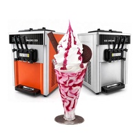Коммерческая машина для мороженого BQC-1800, 3 вкуса, для мягкого мороженого и джелато, с функцией добавления молока и воды, из нержавеющей стали, производительность 16-20 л/ч