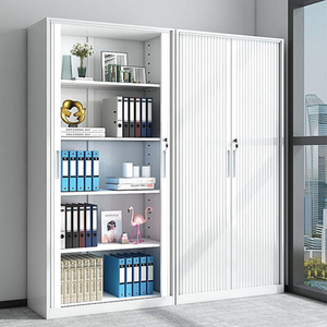 Armoire de classement en acier à porte coulissante push-pull, avec serrure antivol, style minimaliste moderne, pour bureau, atelier, salle de sport, mobilier commercial - Product Image 2