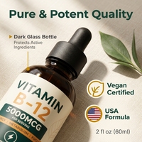 Gouttes liquides de Vitamine B12 à marque privée OEM/ODM 5000mcg Haute Concentration Méthylcobalamine Complément Alimentaire Végétalien 60ml