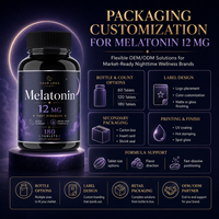 Comprimés de mélatonine à dissolution rapide 12 mg, 180 unités, complément de soutien au sommeil sans médicament, bien-être nocturne, vente en gros, OEM