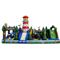 Castillo Inflable Comercial Super Castle con Tobogán, Temática Oceánica, Certificado CE, Fácil de Instalar, para Alquiler