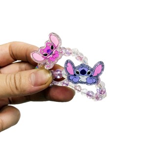 Cartoon Acrylic Stitch Scrunchie for Girls, Beaded Hair Tie with Tassel, Cute Ponytail Holder Hair Accessory - Product Image 5