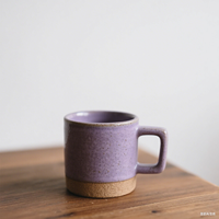 Mini tasse à expresso bleue en argile sableuse avec poignée carrée poterie mouchetée promotionnelle faite à la main Style campagnard couleur personnalisée brillante