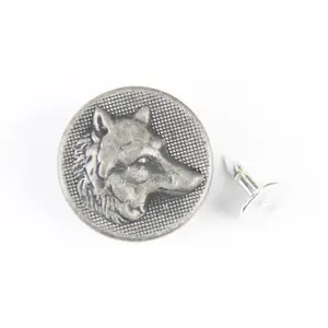 Factory metal jeans buttons 23MM convex wolf head plastic insert denim buttons custom logo buttons for clothing accessories