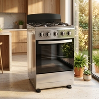 Cuisinière à gaz autonome en acier inoxydable à 4 brûleurs avec four, facile à nettoyer, pour cuisine domestique