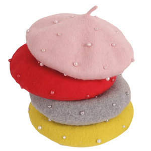 Béret automne hiver bébé garçons et filles couleur unie chaud bonnet tricoté en laine à la mode infantile peintre chapeau - Product Image 1