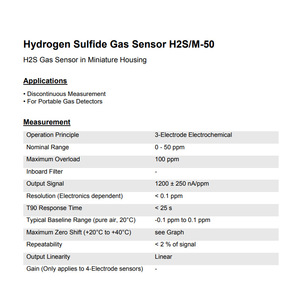 เซ็นเซอร์ตรวจจับก๊าซไฮโดรเจนซัลไฟด์ Membrapor H2S/M-50 ช่วงการวัด 0-50 ppm แบบอิเล็กโทรเคมี พร้อมตัวเรือนขนาดเล็กสำหรับเครื่องตรวจจับแบบพกพา - Product Image 1