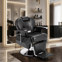 Chaise de salon de coiffure vintage en cuir pour hommes, mobilier de beauté de salon de coiffure classique de luxe en gros