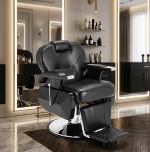 Chaise de salon de coiffure vintage en cuir pour hommes, mobilier de beauté de salon de coiffure classique de luxe en gros - Product Image 1