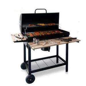 98X59X89cm Parrilla <span class=keywords><strong>de</strong></span> <span class=keywords><strong>barbacoa</strong></span> <span class=keywords><strong>de</strong></span> carbón portátil negra <span class=keywords><strong>de</strong></span> 18 pulgadas con <span class=keywords><strong>mesa</strong></span> auxiliar <span class=keywords><strong>de</strong></span> madera <span class=keywords><strong>Barbacoa</strong></span> - Product Image 1