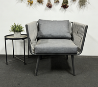 Fauteuil d'extérieur en corde tressée avec coussin pour patio, jardin, balcon