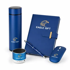 Custom Promotional Business Gift Box Vacuum Flask Notebook <b>Mouse</b> Speaker Pen Data Cable Practical Office Gift Set - Product Image 2
