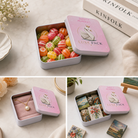 Boîte à souvenirs en fer blanc pastel avec couvercle amovible pour coffrets cadeaux, biscuits, bonbons, impression personnalisée, OEM, ODM, vente en gros, emballage en vrac
