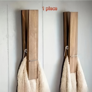 <span class=keywords><strong>Toallero</strong></span> de <span class=keywords><strong>Madera</strong></span> Extra Grande con Pinzas (para Baños) Moderno, Decorativo, de Pared, Impermeable, Multifuncional para el Hogar - Product Image 5