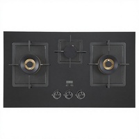 Table de cuisson à gaz encastrable 3 brûleurs en verre trempé (GN/GPL) pour cuisinière de cuisine, idéale pour les hôtels familiaux