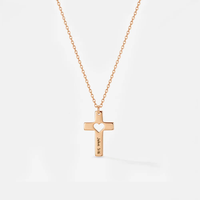 Collar con Cruz de Corazón Personalizado, Chapado en Oro de 18K, Acero Inoxidable, Versículo Bíblico Grabado, Joyería Cristiana, Regalo de Navidad