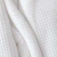 FEIYUE Peignoir de Bain Mi-Long en Flanelle pour Femme, Col en V, Fermeture à Cordon, Doux, Qualité Hôtelière, Vêtement d'Intérieur Confortable