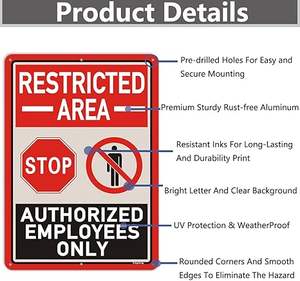 Área Restringida Personalizada, Solo para Empleados Autorizados, No Admitir Entrada, Fácil de Instalar para Uso en Interiores y Exteriores - Product Image 5