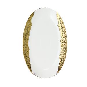 Service de table en porcelaine à bords dorés sans BPA, compatible micro-ondes et four, vaisselle de luxe pour la maison et les mariages - Product Image 3