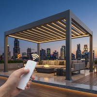 Akıllı Motorlu Biyoklimatik Pergola 3x4m Alüminyum Panjurlu Kamelya Uzaktan Kumandalı LED Ticari Dış Mekan Yapı Üreticisi